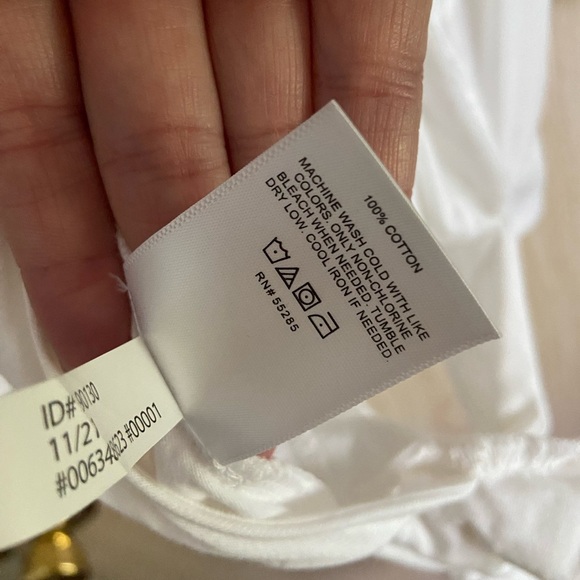 White Bubble Sleeve Cotton Blouse with Cris-Cross back Sz Small - Picture 5 of 9